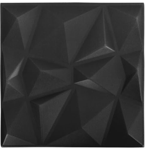 vidaXL 12x 3D Wall Panels Indoor Living Room Self-adhesive DIY Wallpaper EPS Paneling Tile Decor Wall Cover Building Material Hardware Diamond Black