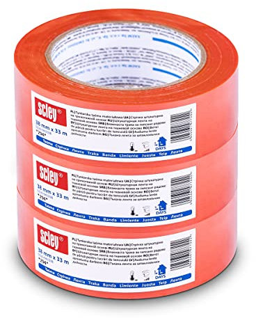 Scley KAEM Goldband, Abklebeband Breite 38mm, Länge 33m, 3 Stück Abdeckband, Klebeband, Kreppband für Malerarbeiten, Malerkrepp, wasserdichter Klebstoff, painters tape, Serie*294*,A0323-943338, Orange