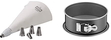 Original Kaiser La Forme Plus Spritzbeutel Set 7-teilig, Weiß/Silber, 1 - Pack & Inspiration Mini Springform 20 cm rund, Flachboden, kleine Kuchenform, Springform klein für 1/2 Rezept