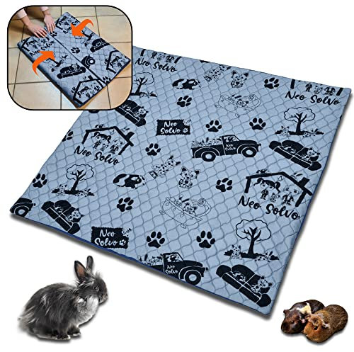 NEO SOLVO Tapis Qui remplace la Litière pour Lapin et Cochon d'Inde - 105cm x 105cm - Modulable et Plable pour Toutes Les Cages - Absorbant Confortable - Facile à Nettoyer - Parfait Enclos 3x3