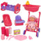 COLORBABY 49583 - Muñeca bebé para niñas con accesorios y ropita / Muñeca pequeña, Bebé tamaño 20cm / Incluye carrito, bañera. trona, cuna, accesorios para comer / Juguetes para niñas