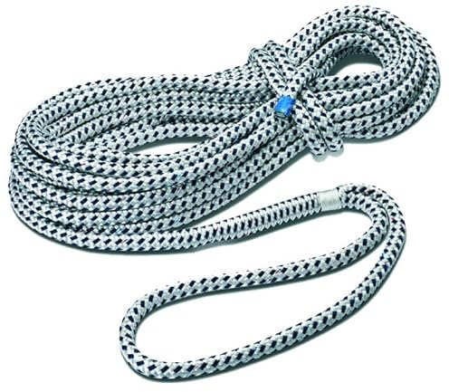 Seilflechter - Festmacher 12 mm Ø, 6m Länge, 40 cm Auge gespleißt & getakelt, Taifun Festmacherleine fürs Boot in weiß/schwarz, 2500 daN