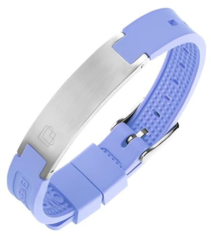 Lunavit Magnet Silikonarmband in Hellblau, hautfreundliches Energiearmband in farbenfrohem Design, 2 Magnete, Germanium und Kupfer Inserts, unisex