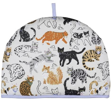 Ulster Weavers 7FEFR04 Wasserfarben (35 x 35 cm) – 100% Baumwolle – Stövchen Katze Teewärmer in Weiß – Katzenliebhaber Geschenke – Katzenküchenzubehör – Katzentee-Abdeckung