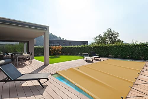 SafeDeluxe Poolplane Rollschutzabdeckung Stangenabdeckung Sicherheitsabdeckung aus LKW Plane ohne Stangen (3,5m x 6m, Beige RAL1014)