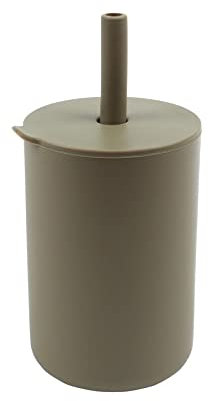 Tiny Dining Baby Training Cup with Straw - Silver Sage - BPA Free Silicone Water Tumbler Cup Drinking Bottle for Babies, Toddlers & Kids