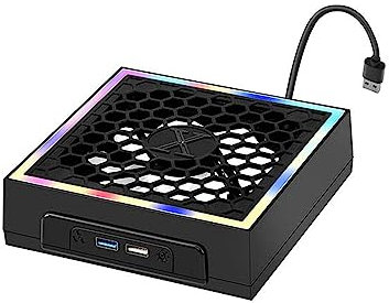 Ventilador de Refrigeración la Consola para Xbox Series X,Enfriador de Tiras de Luz Colorida Con 2 Puertos USB Para Xbox Series X Cooler Radiador LED 7 Modos de Iluminación para XSX