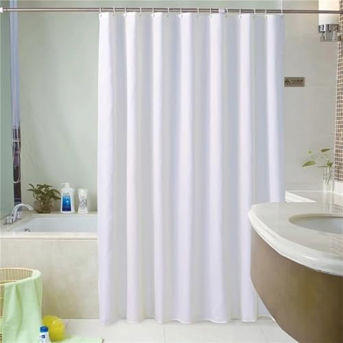 Syiboo Duschvorhang Weiss 90x180cm Duschvorhäng Anti Schimmel,Wasserabweisend Stoff Duschrollo Waschbar,3D Draussen Bad Vorhang Schnell Trocknend,Badewanne Badezimmer Decor Vorhänge