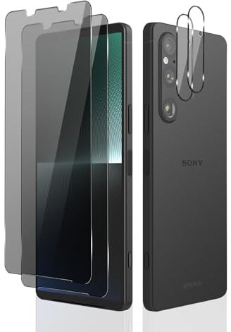 MiKoyi Sichtschutz Schutzfolie Kompatibel mit Sony Xperia 1 V, [2+2 Stück] Privacy Displayschutz Kameraschutz Anti Spy Schutz 9H Härte Blickschutzfolie Displayschutzfolie für Sony Xperia 1 V