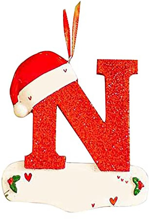 Wood- N Weihnachtsbaum-Anhänger mit 26 Buchstaben, Rot