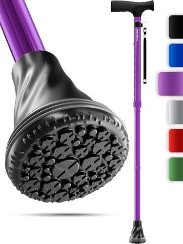 HONEYBULL Gehstock für Damen & Herren - Einzelne Spitze, Faltbar, Verstellbar, Zusammenklappbar, robust und belastbar bis 113 kg | Gehstock Gehhilfe für Senioren (Violett)