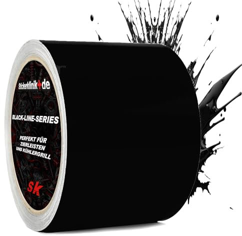 Blackline-Serie Zierleisten Folie zum Folieren von Auto Chromleisten Frontgrill 10M Selbstklebend (Schwarz Matt, 70mm)