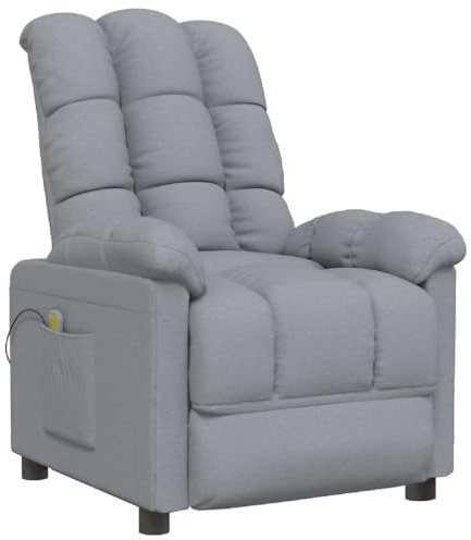 vidaXL Massagesessel, Sessel Verstellbare Rückenlehne Fußteil, Fernsehsessel Relaxsessel mit Liegefunktion, Liegesessel Polstersessel Ruhesessel, Hellgrau Stoff