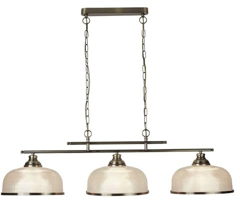 Licht-Erlebnisse Hängelampe Glas Metall B: 99 cm in Messing Antik Klar E27 Jugendstil Pendelleuchte Esstisch Billardlampe