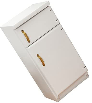 BESTonZON heladera Doble Puerta Blanca Miniature House maqueta de Madera refrigerador Mini Adorno Muebles decoración Mini Nevera de Madera Accesorio Mini casa Miniatura Modelo Juguete