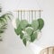MEIVINES Makramee Wandbehang Boho Deko - Wandteppich Mit Grün Blätter Tapisserie Handgewebt Wandbehang Dekorative Wandteppich Für Schlafzimmer Wohnzimmer Wanddeko
