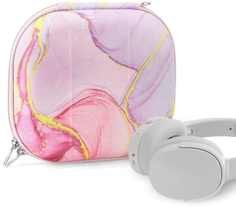 Geekria NOVA Headphones Case Compatible with Skullcandy Crusher ANC 2, Crusher ANC, Supra Hesh 3, Hesh Evo Case, Replacement Hard Shell Travel Carrying Bag with Cable Storage (Pink Marble)