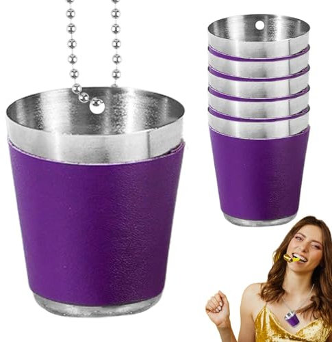 Goowafur 30ml Schnapsgläser Edelstahl Schnapsglas Kette, Shot Becher Metall Zum Umhängen Schnapsgläser,für Hochzeitsfeiern Karneval Junggesellenabschiede