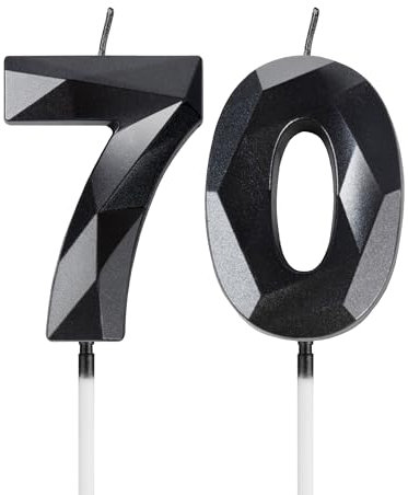 Schwarz Kerzen Zum 70. Geburtstag - 3D Zahl 70 Kerze Für Kuchen, Frauen Männer Geburtstag Dekorationen, Kuchendekorationen Für Geburtstagsfeier Hochzeitstag