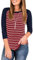 LACOZY Women Black Long Sleeve Tops Fall Basic Crewneck Sweatshirt Baseball Quarter Sleeve Tee Shirts Burgundy M