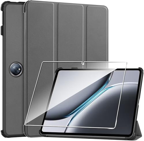 Funda para Oneplus Pad 2/OPPO Pad 3 Pro 12.1 2024 +1 Pack Cristal Vidrio Templado,con Función Soporte,Anti-Arañazos Protectora Case función -Gris