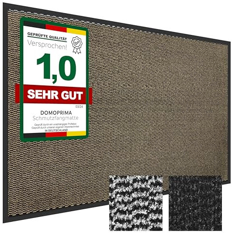 DOMOPRIMA Schmutzfangmatte geruchsneutral hochwertig für Innen Außen rutschfest wetterfest Eingangsbereich Außenbereich Fußmatte Eingangsmatte Sauberlaufmatte (braun meliert, 60 x 90 cm)