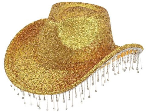 MEAKTSMI Pfirsich Herz Muster Funkelnder Westernhut Für Party Oder Karneval Kostümzubehör