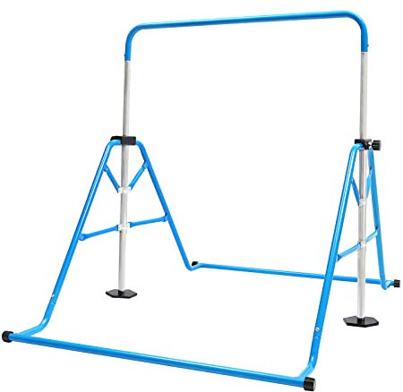 soudesileim Faltbarer Turnreck Reckstange, 148 * 155cm Gymnastikstange, Höhenverstellbares Indoor & Outdoor, 176 Pfund Tragfähigkeit, Für 70-140cm (Blau)