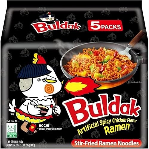 Bulldak Hot Chicken Ramen - 140g (Pack of 5) | Spicy Korean Noodles for Heat Lovers | Extreme Spiciness | Quick & Easy Meal | Authentic Korean Flavor | Bold & Addictive