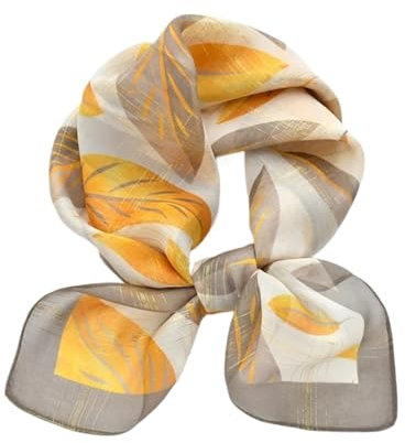 ZIHDKE Seidentuch Goldene Blätter Goldener Faden Seidenschal Damen Echte Seidenschals Wickeltuch Quadratisch Dame