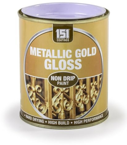 Inspired Essentials 300ml Non Drip Paint Tin Exterior Interior Hard Drying Performance Multi-Purpose Paint Tin for Metal, Wood, Plastic, Walls with Perfect Finish (1, 151 - Metallic Gold Gloss)