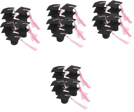 DECHOUS 4pcs Unique Graduation Grad Cap Cake Topper Cupcake Decorations Reusable Doctoral Cap Bottlecaps for Desserts