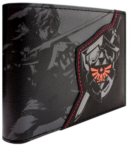 PocketGear Legend of Link Zelda Master Sword & Hylian Shield Geldbörse/Geldbeutel Bi-Fold Ausweis- & Kartenhalter, Schwarz