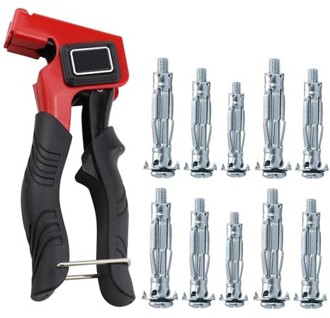 Hohlraumdübel Set mit Montagezange & 34 Metall-Dübeln,Montagezang Metall-Dübeln Set für Hohlwände, Gipskarton, Holzspan Hohlwanddübel & Schrauben Dübel Set Schrauben in 3 Größen