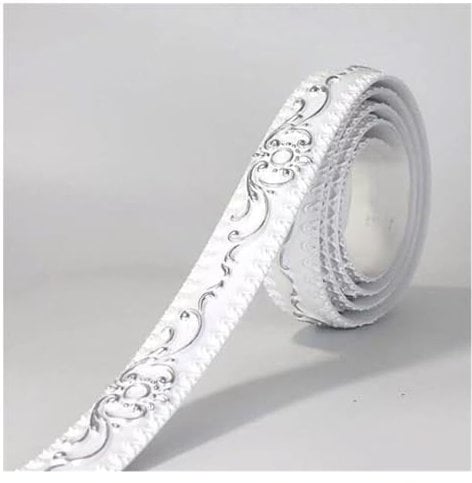 3D Wall Trim Stickers - Embossed Pattern PVC Self-Adhesive Wallpaper Border for TV Backgrounds and Door Frames