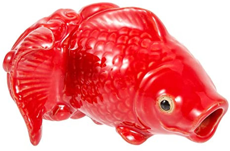 CAXUSD Keramik Karpfen Skulptur Gartendekoration Wasserfester Springbrunnen Sprühdüse Teichfigur Gartenfigur Außendekor Langlebig Und Dekorativ