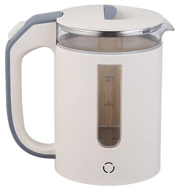 Stainless Steel Water Kettle 1.2L 1000W Borosilicate Glass Electric Kettles Fast Boil & Quiet Water Boiler and Heater for Coffee or Tea, BPA Free, Auto Shut-Off and Boil Dry Protection (Beige)