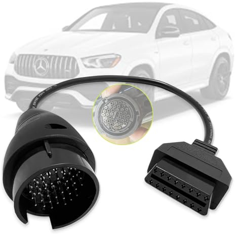OBDII Diagnose-Adapterkabel, geeignet für Benz 38 Pin auf 16 Pin, Obd2 Adapter Cable kompatibel mit Mercedes 38pin Pre-2001 Stecker, arbeitet mit ELM327 Scanner
