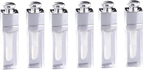 Mioaoa 6 Pcs 3ml Clear Lip Gloss Tubes, Empty Lip Gloss Tubes Containers Clear Refillable Lip Balm Bottles Transparent Mini Lipstick Containers for DIY Makeup