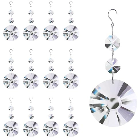 Sahoottie Bolas de Navidad de cristal transparente de 45 mm, 12 bolas de Navidad de cristal de gerbera, adornos iridiscentes para decoraciones de Navidad, decoración de invierno del país de las