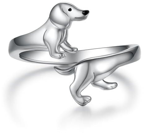 Zunxinsan Dackel-Ringe für Damen 925er Sterlingsilber Dackel-Offenringe Tierwelpen-Hundeschmuck Geschenke für Frauen Hundefreunde