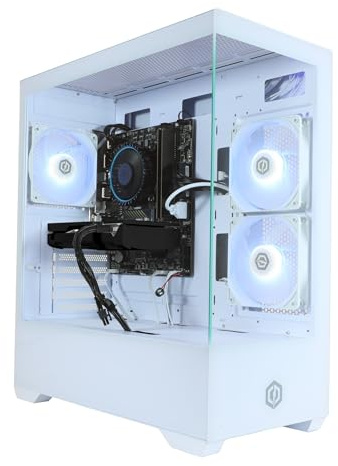 CyberPowerPC Wyvern Gaming PC - AMD Ryzen 7 8700F, AMD Radeon RX 9060 XT 8GB, 16GB RAM, 1TB NVMe SSD, 650W 80+ PSU, Wi-Fi, Windows 11, Prism Panoramic RGB White
