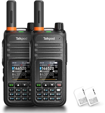 Talkpod N39plus 4G LTE PoC Walkie Talkies with SIM Cards, 2 Pack (Black)