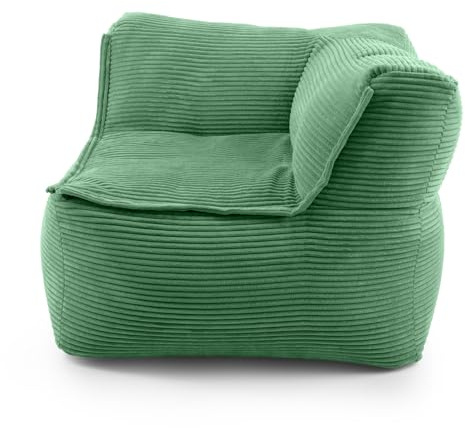 LUMALAND Modular Sitzsack Ecke rechts Cord 340 L für Modulares Sofa | ideales Match mit Sessel & Pouf | EPS Perlen Bean Bag mit Füllung | Indoor Lounge Sitzkissen waschbar für Wohnzimmer, Schlafzimmer