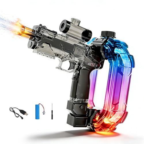 Wasserpistole Elektrisch, 2026 Neuest Automatische Wasserpistole Mit LED-Beleuchtung, 10 Metern Reichweite Wasserpistole Elektrisch Sehr Stark, Water Gun Elektrisch Sommer Spielzeug Für Pool (A)