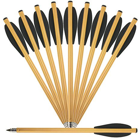 BSW - BogenSportWelt 10er Pack 6,5 Aluminium Pistolen Armbrust Bolzen Pfeile 16,5 cm Armbrustpfeile mit Stahlspitzen Jagdpfeile Pistolenarmbrust Jagd