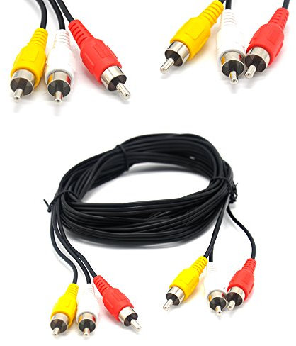 Padarsey - Cavo audio video composito RCA, 3 m, DVD/VCR/SAT, connettori giallo/bianco/rosso da 3 maschio a 3 maschi