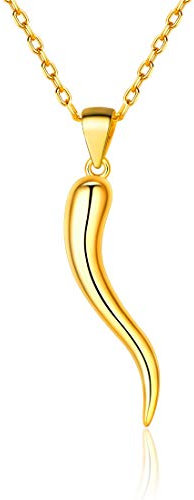 ChicSilver Damen Mädchen vergoldete Italienisches Horn Cornicello für Frauen Charm Amulett Schmuck Geschenk für Freundin Ehefrau Mama