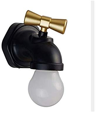 Gwill Novel und Spezialprodukte LED Induktions Wasserhahn Nachttischlampe USB Lade Akustik Nachtlicht (schwarz)