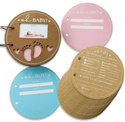 Kate Aspen 28655NA Baby Shower Prediction Advice Card Keepsake Book Circle Shape Babyparty-Spiel/Aktivität, Papier, Kraft-Teddybär-Vorhersage-Karte Andenken